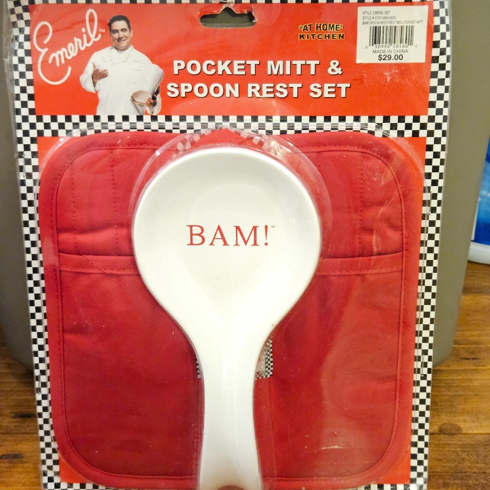 Emeril Lagasse BAM Pocket Mitt & Spoon Rest Set At Home Kitchen New Sealed